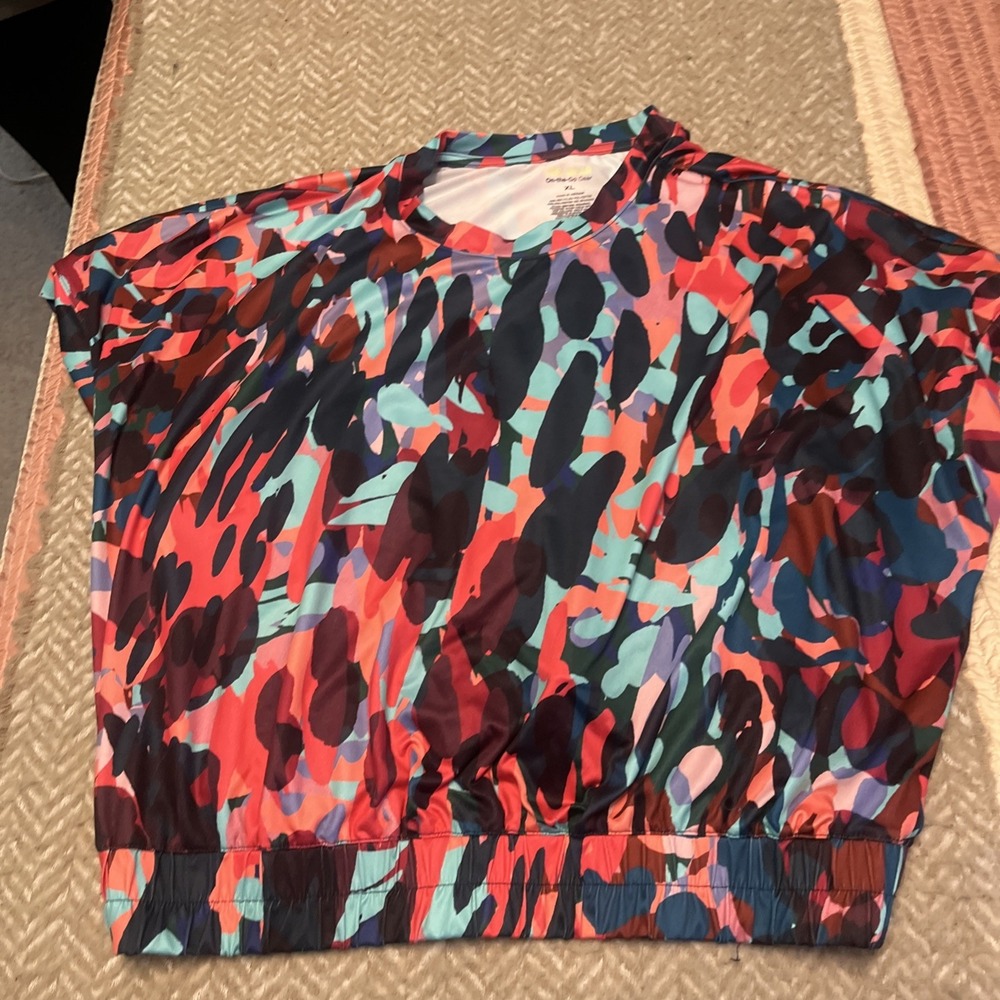 Tek Gear On the Go Gear Short Sleeve Crop Active T-Shirt Womens XL Multicolor